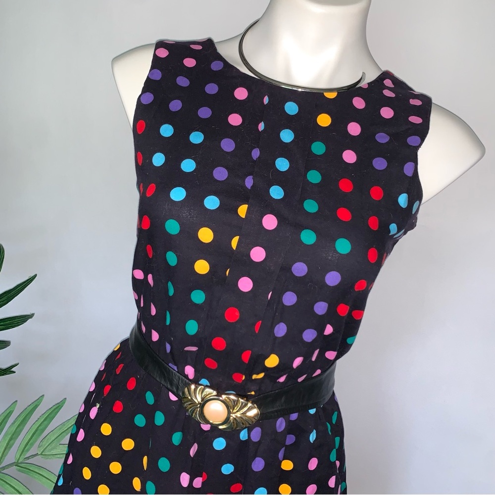 v i n t a g e :: Whimsical Polka Dot Swing Midi Dress - Picture 3 of 12